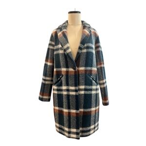 Rachel Zoe Wool Blend Plaid Coat Size S